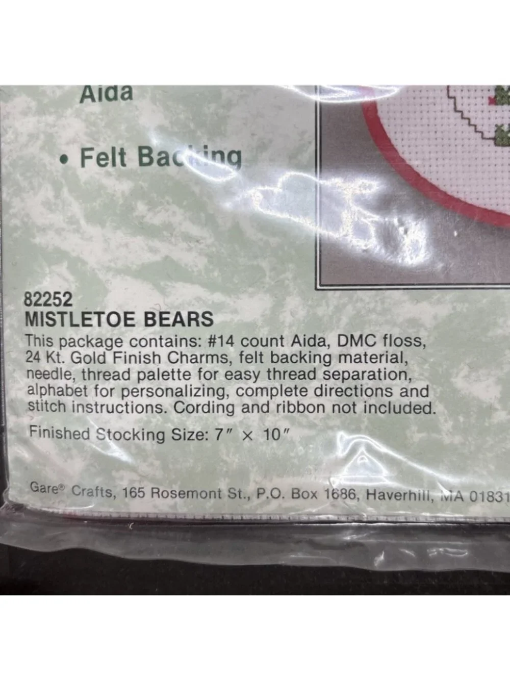 Christmas Stocking Kit Cross Stitch Mistletoe Bears Personalized Mini 24k Charm